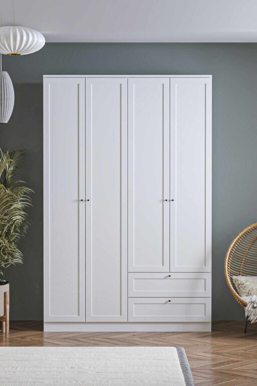 Dulap pentru haine, Hanah Home, Terra 210, 137x210x52 cm, Alb