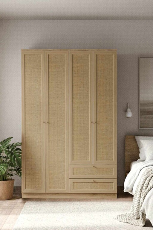 Dulap pentru haine, Hanah Home, Baru 210, 137x210x52 cm, Bej