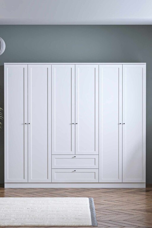 Dulap pentru haine, Hanah Home, Terra 6 182, 205x182x52 cm, Alb