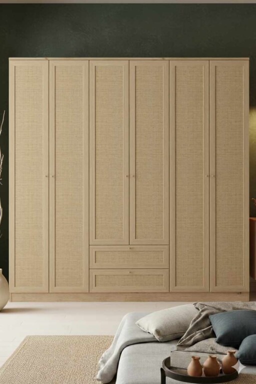 Dulap pentru haine, Hanah Home, Baru 6 210, 206x210x52 cm, Bej