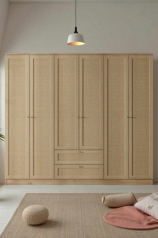 Dulap pentru haine, Hanah Home, Baru 6 182, 206x182x52 cm, Bej