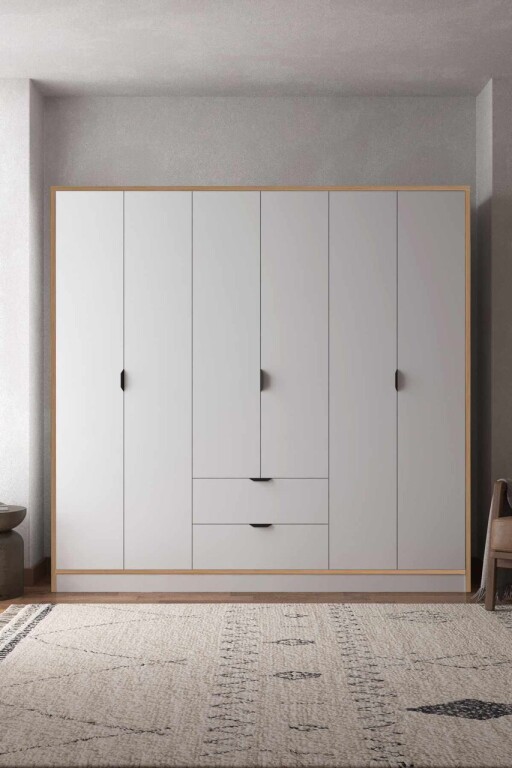 Dulap pentru haine, Hanah Home, Arden 6, 190x182x44 cm, Alb