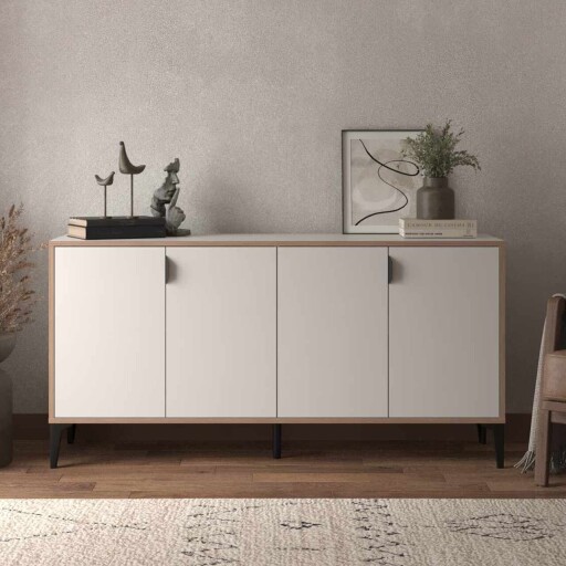 Bufet, Hanah Home, Arden, 160x80x44 cm, Alb