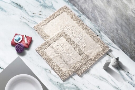 Set covorase de baie, L'essentiel Maison, Cottonkt 000043, Crem
