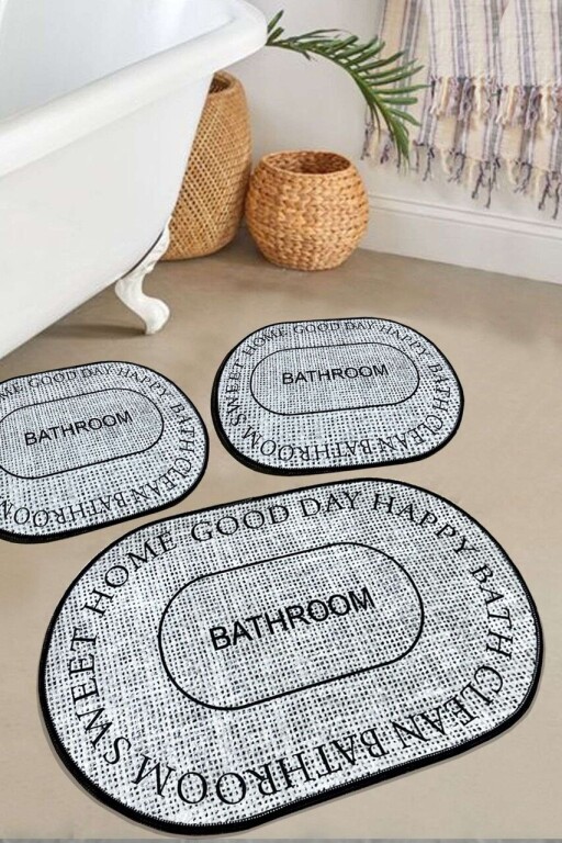 Set covorase de baie, L'essentiel Maison, Baindos, Gri