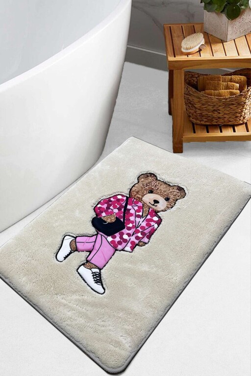 Covoras de baie, L'essentiel Maison, Boss Bear, 60x100 cm, Piatra