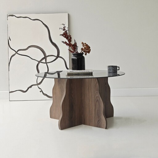 Masuta de cafea, Hanah Home, Butterfly, 75x40x75 cm, Nuc / Fume