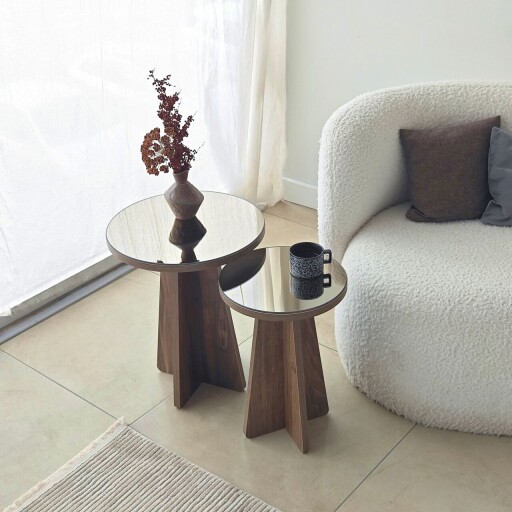 Set masute 2 piese, Hanah Home, Luna 2, Bronz / Nuc