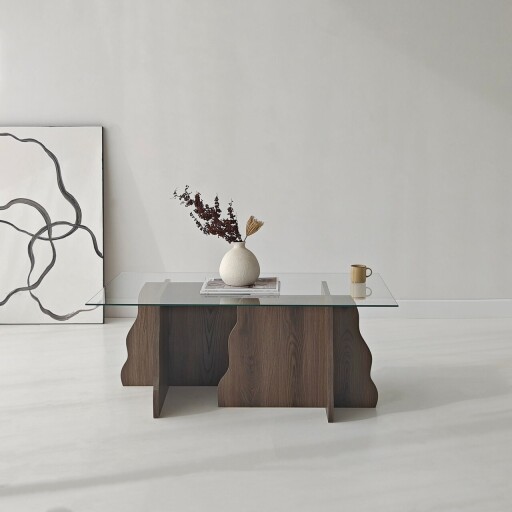 Masuta de cafea, Hanah Home, Canyon, 105x40x65 cm, Nuc / Transparent