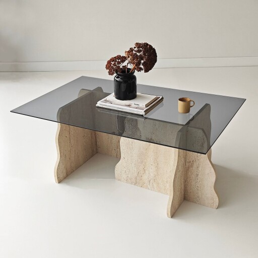 Masuta de cafea, Hanah Home, Canyon, 105x40x65 cm, Travertin / Fumure