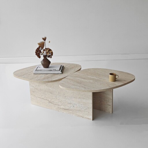 Masuta de cafea, Hanah Home, Stones, 125x38x60 cm, Travertin