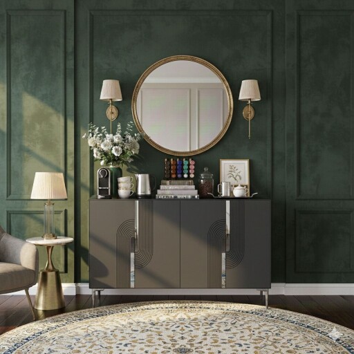 Consola, Hanah Home, Meyra 120, 120x75x32 cm, Antracit / Argintiu