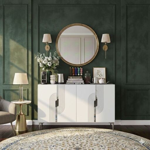 Consola, Hanah Home, Meyra 120, 120x75x32 cm, Alb / Argintiu