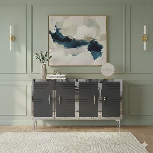 Consola, Hanah Home, Tuna 120, 120x75x32 cm, Antracit / Argintiu