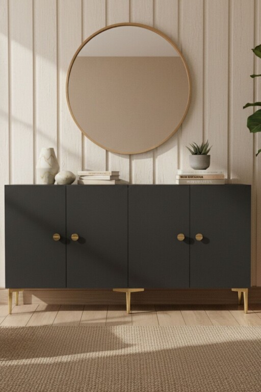 Consola, Hanah Home, Simple 150, 150x75x32 cm, Antracit / Aur