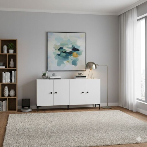 Consola, Hanah Home, Pella 150, 150x75x32 cm, Alb