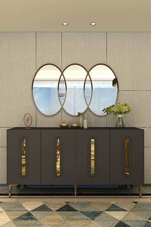 Consola, Hanah Home, Rany 150, 150x75x32 cm, Antracit / Aur