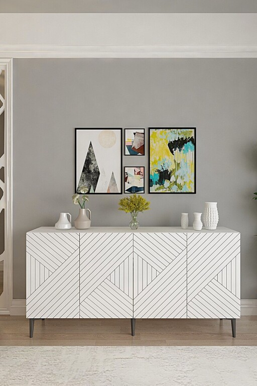 Consola, Hanah Home, Ferro 150, 150x75x32 cm, Alb