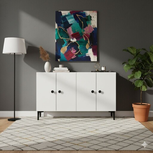 Consola, Hanah Home, Pella 120, 120x75x32 cm, Alb