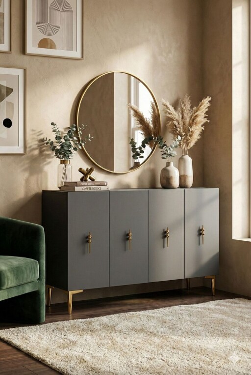 Consola, Hanah Home, Salkım 120, 120x79x32 cm, Antracit / Aur