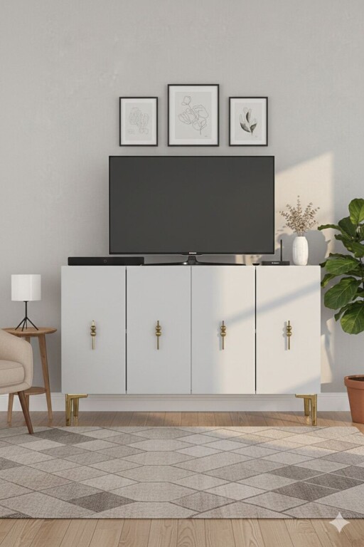 Consola, Hanah Home, Salkım 120, 120x79x32 cm, Alb/Auriu