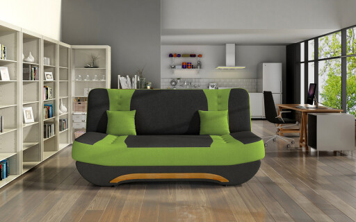 Canapea extensibila 3 locuri ELTAP, Ewa II, 189x90x88 cm, lemn/poliester, negru/verde deschis