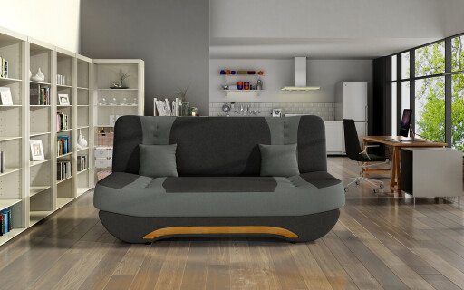 Canapea extensibila 3 locuri ELTAP, Ewa II, 189x90x88 cm, lemn/poliester, negru/gri