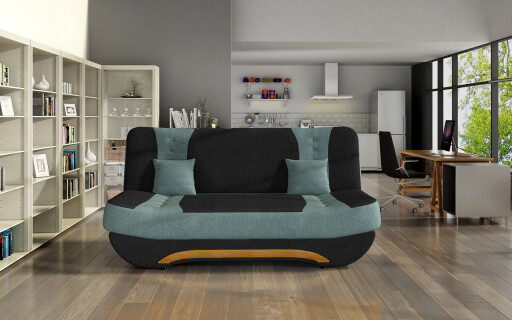 Canapea extensibila 3 locuri ELTAP, Ewa II, 189x90x88 cm, lemn/poliester, negru/verde