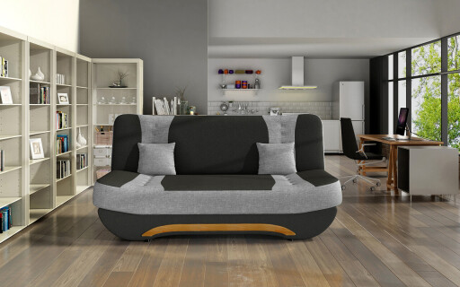 Canapea extensibila 3 locuri ELTAP, Ewa II, 189x90x88 cm, lemn/poliester, negru/gri deschis