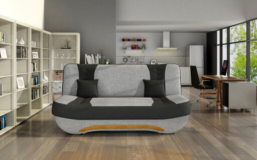 Canapea extensibila 3 locuri ELTAP, Ewa II, 189x90x88 cm, lemn/poliester, gri/negru