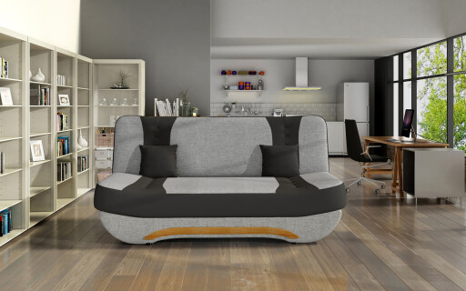Canapea extensibila 3 locuri ELTAP, Ewa II, 189x90x88 cm, lemn/poliester, gri deschis/negru