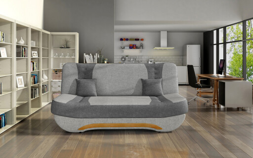 Canapea extensibila 3 locuri ELTAP, Ewa II, 189x90x88 cm, lemn/poliester, gri deschis/gri inchis