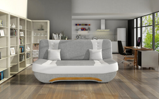 Canapea extensibila 3 locuri ELTAP, Ewa II, 189x90x88 cm, lemn/poliester, gri deschis/alb