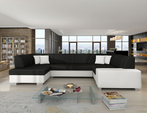 Coltar extensibil stanga 6 locuri ELTAP, Hv19, Havana, 322x204x72 cm, lemn/poliester, gri antracit/alb