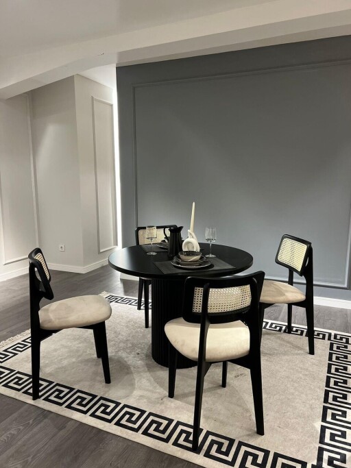 Set masă și scaune (5 bucăți), Hanah Home, Bell, Alb/Negru