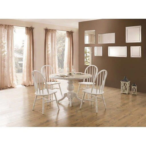 Set masă și scaune (5 bucăți), Hanah Home, Albero08, Alb / Stejar