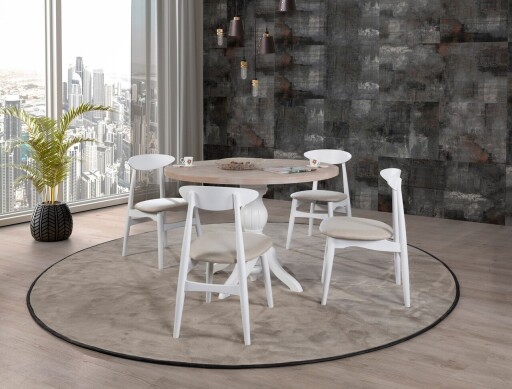 Set masă și scaune (5 bucăți), Hanah Home, Albero131, Natural