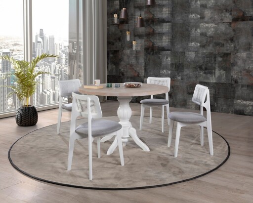 Set masă și scaune (5 bucăți), Hanah Home, Albero130, Natural