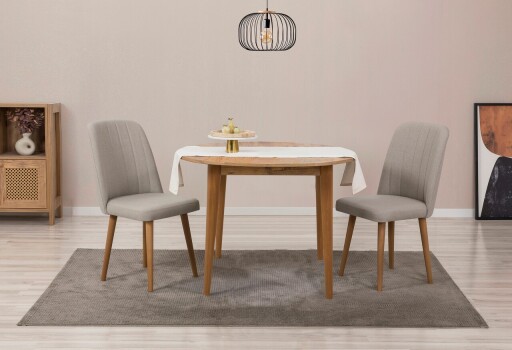 Set masa extensibila si scaune, 3 piese, Hanah Home, Vina 1005, Pin Atlantic / Crem