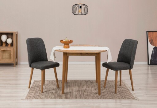 Set masa extensibila si scaune, 3 piese, Hanah Home, Vina 1053, Pin Atlantic / Antracit