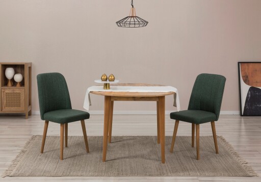 Set masa extensibila si scaune, 3 piese, Hanah Home, Vina 1070, Pin Atlantic / Verde