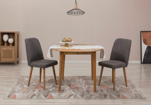 Set masa extensibila si scaune, 3 piese, Hanah Home, Vina 1501, Pin Atlantic / Antracit