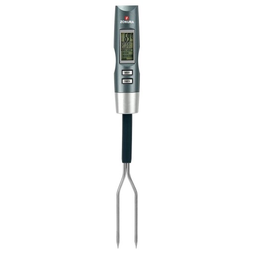 Termometru digital pentru carne cu furculita, Zokura, ecran LED, 50°C/300°C