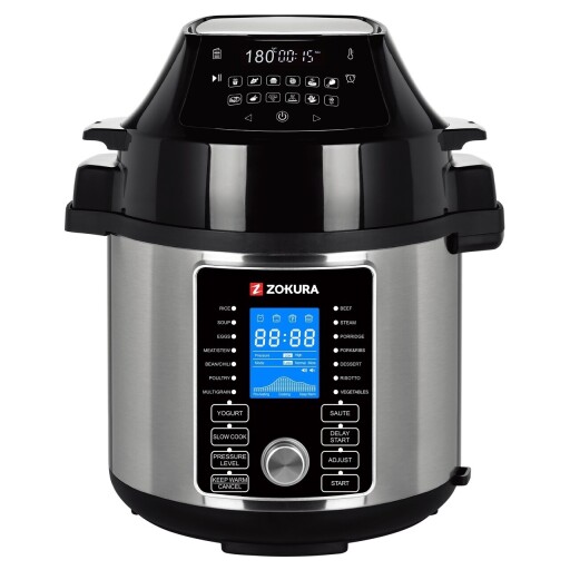 Oala electrica sub presiune 2 in 1, multifunctionala, 5,6 L, 1000 W, Zokura