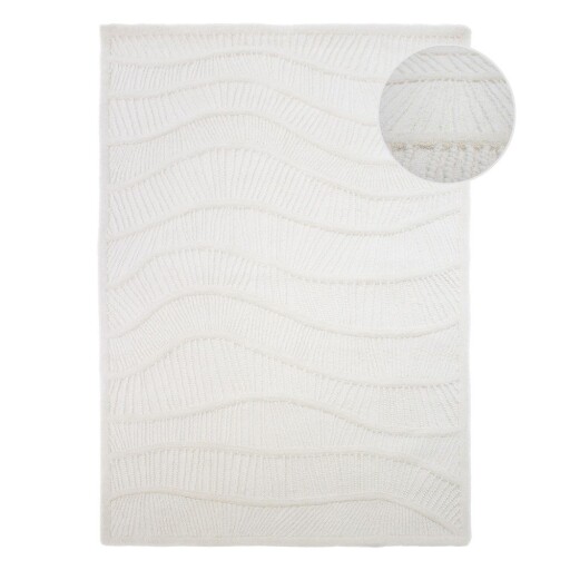 Covor alb țesut manual din amestesc de lână 200x290 cm Sculptured Wave – Flair Rugs