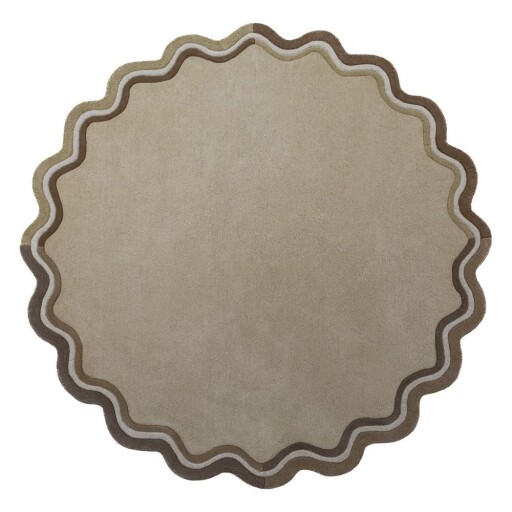 Covor în culoare naturală țesut manual rotund din lână ø 180 cm Leo Scallop – Flair Rugs