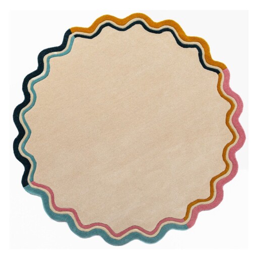 Covor în culoare naturală țesut manual rotund din lână ø 180 cm Leo Scallop – Flair Rugs