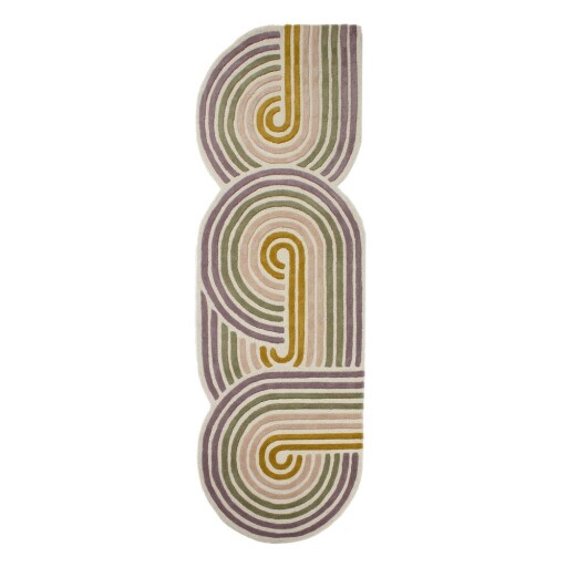Covor tip traversă verde țesut manual din lână 80x300 cm Spiral Shaped – Flair Rugs