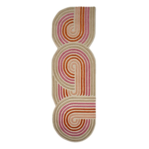 Covor tip traversă roz țesut manual din lână 80x300 cm Spiral Shaped – Flair Rugs
