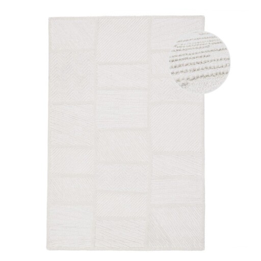 Covor alb țesut manual din amestesc de lână 160x230 cm Sculptured Blocks – Flair Rugs